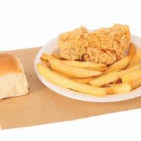 1 Pc. Fried Chicken Breast · Served with French Fries  and Bread.