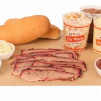 Large Bbq Family Order · One and a half pounds of bbq (mix or match) with one quart each of: potato salad, pinto bean...