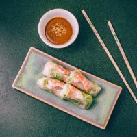 Spring Roll (2) · Gluten-free. Gỏi Cuốn. Steamed shrimp and tender pork hand-rolled in soft rice paper with fr...