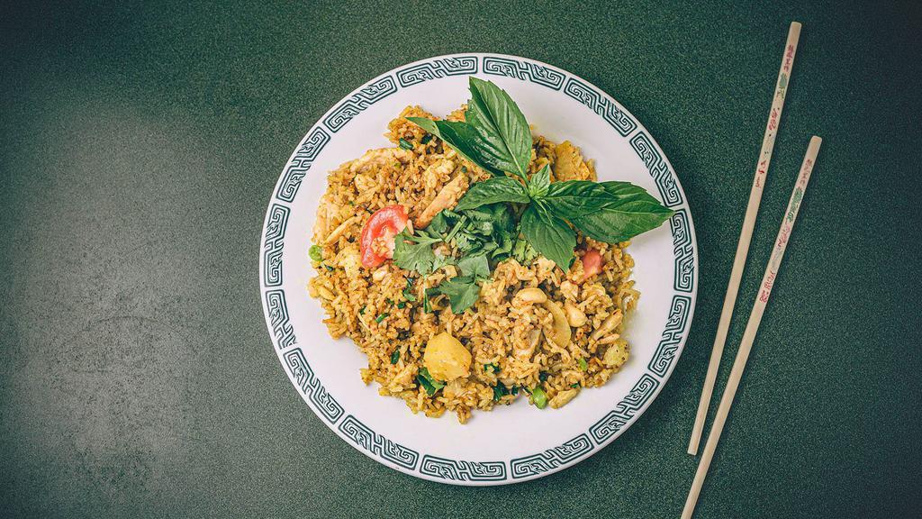 Fried Rice · Gluten-free. a classic infusion of freshly cooked rice egg snow peas carrots and fragrant basil. take your choice of chicken beef pork or tofu as a meat alternative.