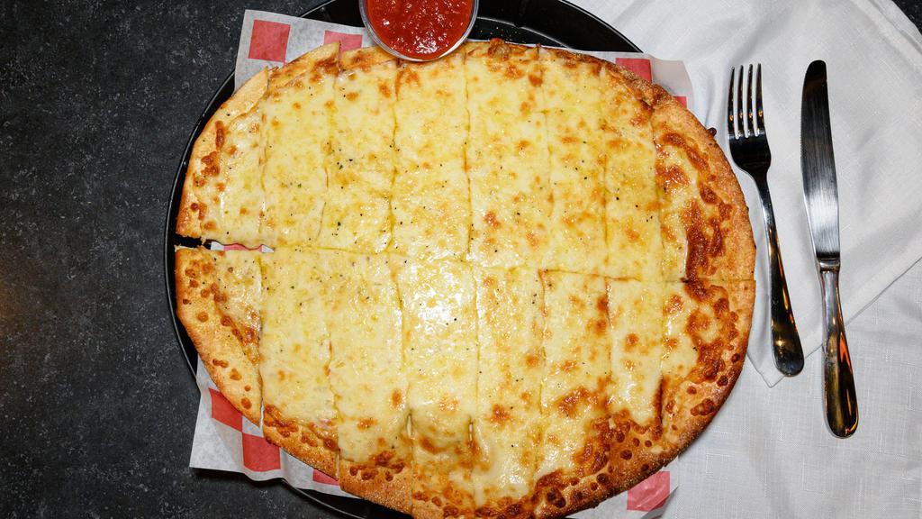 Cheesy Garlic Bread Sticks · Our homemade pizza crust topped with fresh garlic, Space Aliens' seasoning goup and a double dose of our special cheese blend. For garlic bread lovers, it doesn't get any better than this.