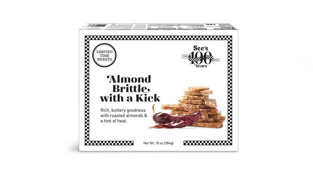 Almond Brittle With A Kick · A little sweet meets a bit of spice. This buttery, nutty goodness features roasted almonds with a hint of heat from cayenne, cinnamon, and Ancho chile pepper that builds as you eat more. 