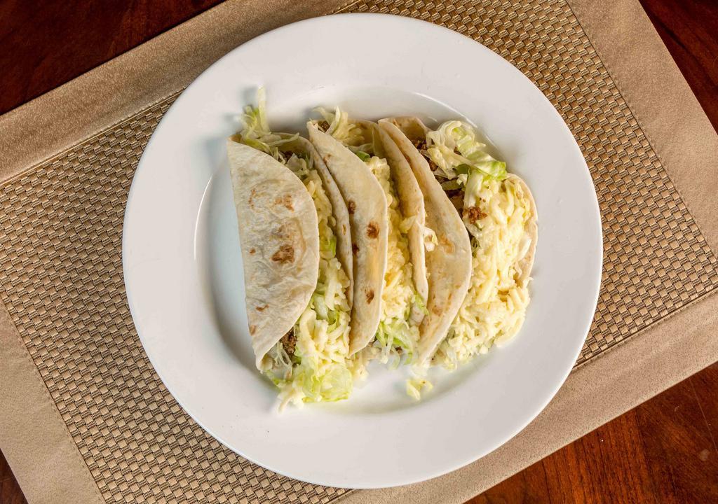 Order Of 3 Tacos · Beef or chicken; soft or crispy.