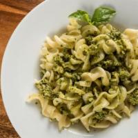 Pasta Al Pesto · Your choice of pasta served with Pesto - basil, parmesan cheese, pine nuts, oil, garlic