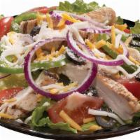 Full Order Tuscan Grilled Chicken Salad · Serves 12-16. Grilled chicken with fresh greens, red onions, green peppers, black olives and...