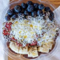 Acai Bowl · Acai puree, blended with Acai powder, a frozen banana, and coconut water.  Topped with fresh...