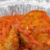 Meatballs (2 Pieces) · Ground meat rolled into small spheres, prepared with bread crumbs, minced onion, eggs, butte...