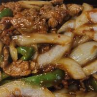 Mongolian Beef With Scalion · Hot and spicy.
