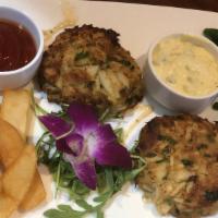 Crab Cakes Platter · Two five ounces super lump crab cakes, seasoned to perfection and pan seared. served with ch...