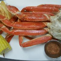 Alaskan Snow Crab Legs (1 Lb) · Served with corn on the cobb and french fries.