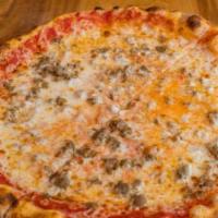 Reggio Emilia · Sausage. Thin crust with tomato sauce and mozzarella. Thin crust with tomato sauce and mozza...