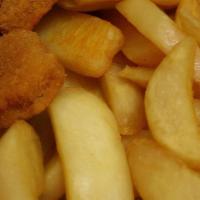 Chicken Nuggets · Chicken tenders served with French fries.