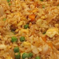 Chicken Fried Rice · Basmati rice and chicken, flavored with soy sauce, chili paste, and spices.