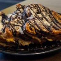 Babka French Toast · With syrup and Foxes Ubet chocolate syrup.