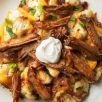 Peach Bbq Brisket With Loaded Cauliflower · Just like your favorite BBQ joint, but with a peachy refresh. Served with better-for-you loa...