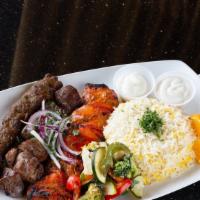 Combo Shish Kebab Lunch · Gluten-free, halal. Eager to try them all? Then treat yourself to our juicy lamb, chicken, a...