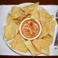 Ken'S Chorizo-Queso Obsession · Tortilla chips and queso with spicy chorizo sausage