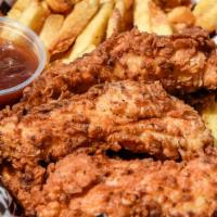 Tender Basket · House specialty! Hand Breaded and served with our hand cut fries Served with our signature h...