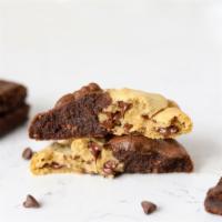 Brookie Cookie Box · Four huge half chocolate chip, half brownie cookies