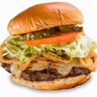 Jacked-N-Stacked Burger* · Topped with Monterey Jack cheese and stacked with crispy Onion Strings, lettuce and tomato. ...