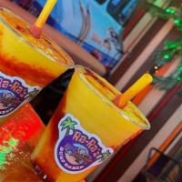 Mangonada · Frozen mango smoothie, cup drizzled with chamoy, (tajín and chamoy rim dine in). Served with...
