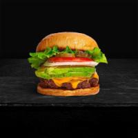 California Burger · American beef patty topped with avocado, lettuce, tomato, pickle and bacon.
