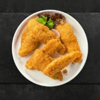 Chicken Fingers · Chicken tenders breaded and fried until golden brown.