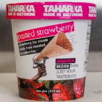 Pint Of Roasted Strawberry Ice Cream · The strawberries are baked in sugar to remove some of the water from the strawberries before...