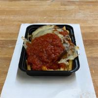 Eggplant Dinner · Tender Pieces of Eggplant, Mozzarella Cheese, Pasta, Tomato Sauce