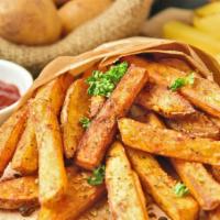 Seasoned Crispy Fries · Perfectly prepared crispy hand-cut potatoes, fried to perfection.