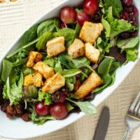 Mixed Green Salad · Grilled chicken, sliced grapes, cranberry raisins, diced blue cheese, combined with mixed gr...