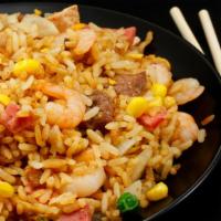 House Fried Rice · Shrimp and Chicken, Add Pineapple For $1