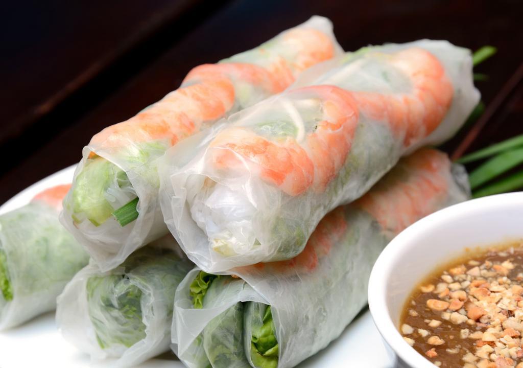 Spring Rolls (2) · Chef recommends. Your choice for veggie, shrimp, chicken & tofu. Fresh rolls made with rice paper.