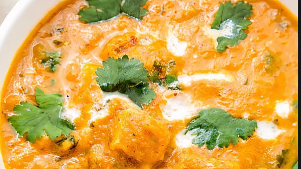 Paneer Tikka Masala · Lightly marinated Indian cottage cheese cubes roasted in clay oven cooked in special sauce