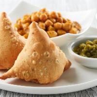 Samosa Veg/Lamb · Dairy free. Triangular fried pastry with a savoury filling of spiced vegetables or minced la...