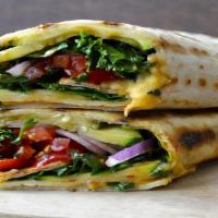 Grilled Veggie Wrap · Tomatoes, Black Olives, Green Peppers, Onions, Mushrooms, Lettuce & American Cheese.