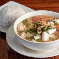 Hot, Sweet & Sour Soup · Spicy. Hot Sweet and sour soup. A choice of salmon, catfish or shrimp. A house specialty hot...