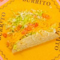 Taco Lite · A crisp deep fried flour tortilla filled with100% ground beef, real sour cream, fresh shredd...