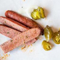 Jalapeno Sausage · $3.79/Half Link
$7.49/Whole Link
A half-pound German sausage link consisting of half beef an...