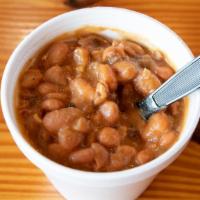 Rudy'S Beans · Rudy's Beans are spicy pinto beans cooked with chopped brisket, Rudy’s Original BBQ 