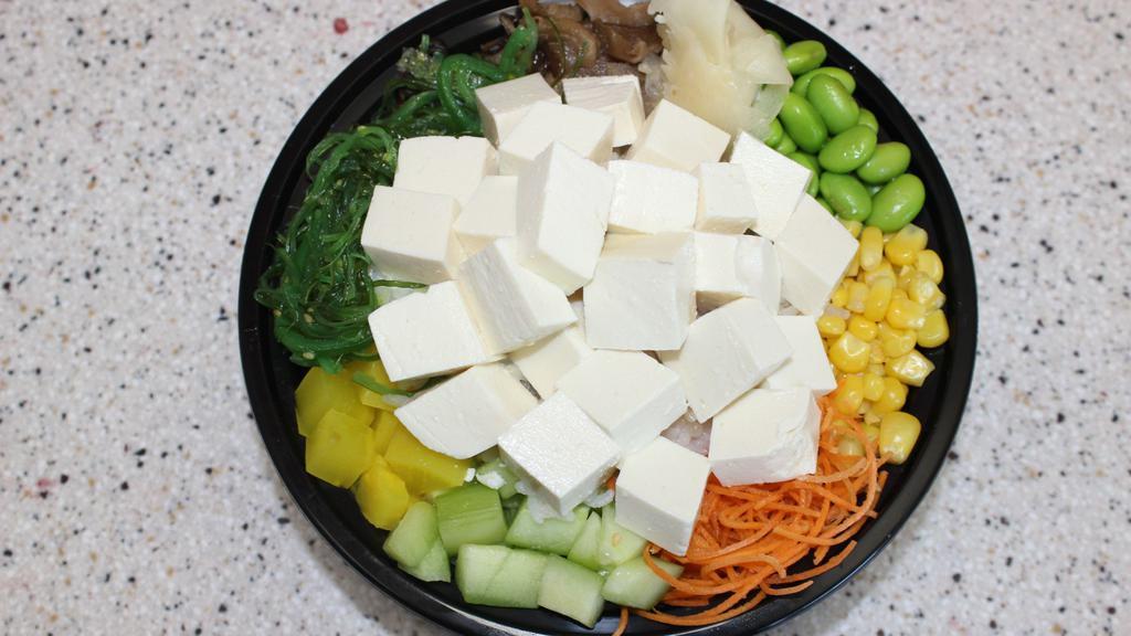 Combo C · Vegetarian. Come with miso soup. Protein: tofu with all vegan sides and toppings.