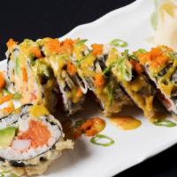 Chef'S Special · Smoked salmon, krab, shrimp, avocado with Fuji's sauce and tobiko (fried roll).