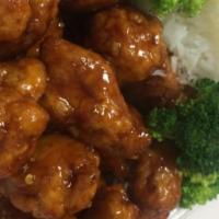 #88. Sweet & Sour Chicken · Breast of chicken deep fried in batter served with a classic sweet sour sauce.