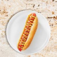 Classic Case Hot Dog · Hot Dog with ketchup and mustard.