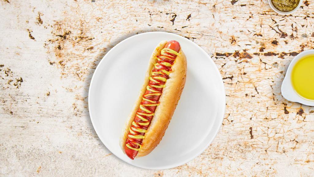Classic Case Hot Dog · Hot Dog with ketchup and mustard.