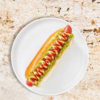 Locked & Loaded Hot Dog · Hot Dog with relish, mustard, ketchup, onions.