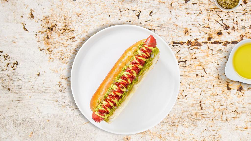 Locked & Loaded Hot Dog · Hot Dog with relish, mustard, ketchup, onions.