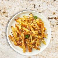 Great Garlic Parm Fries · (Vegetarian) Idaho potato fries cooked until golden brown and garnished with garlic, salt, a...