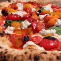 Peppe · San Marzano Tomatoes, Fior di Latte, Spianata (Hot), Oven Roasted Peppers, Ricotta