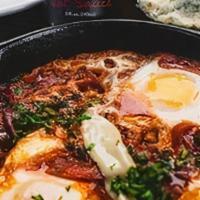 Shakshuka Platter · POACHED EGG OVER EASY, SERVED OVER MIDDLE EASTERN STEW MADE FROM TOMATOES,ONIONS, & PEPPERS
